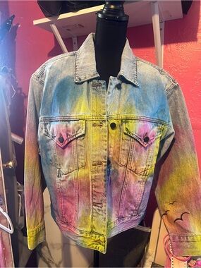 BLANK-NYC Air brushed Tie-Dye Multicolor Denim Jacket